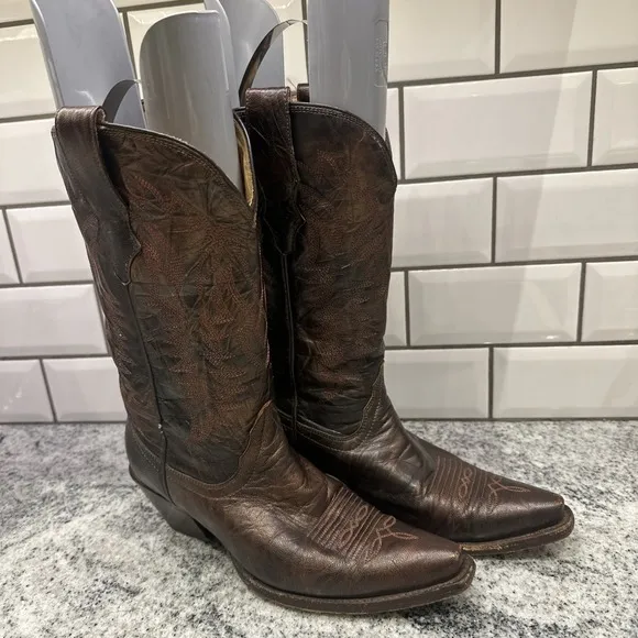 CORRAL Womens Western Brown Metallic Leather BOOTS 7 M Rodeo Cowgirl Pointed Toe