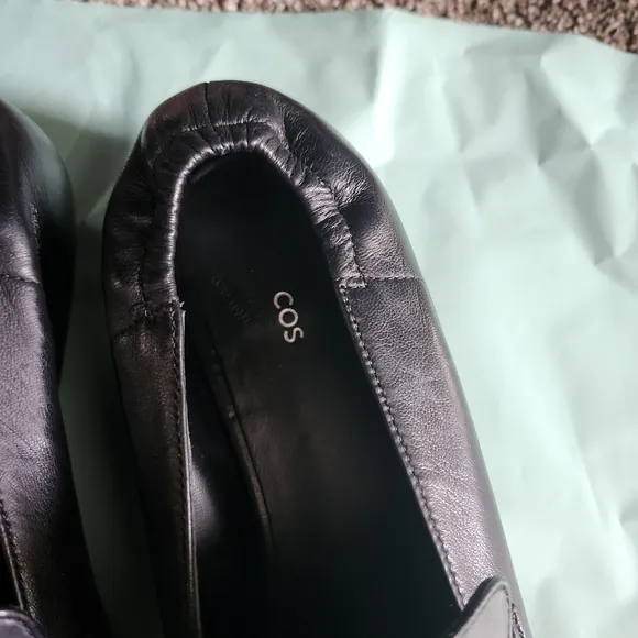 COS Black Leather Kitten Heel Loafers
