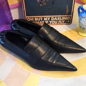COS Black Leather Kitten Heel Loafers