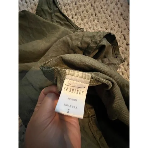 CP Shades jess dress olive green linen size small