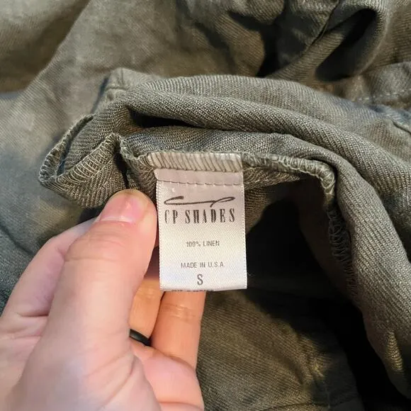 CP Shades jess dress olive green linen size small