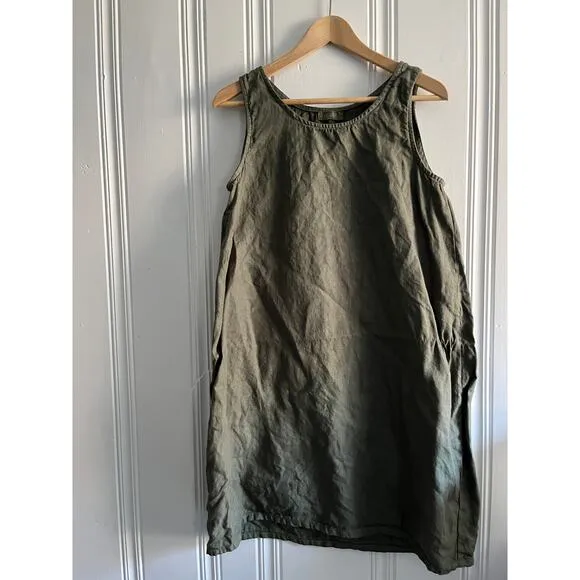 CP Shades jess dress olive green linen size small