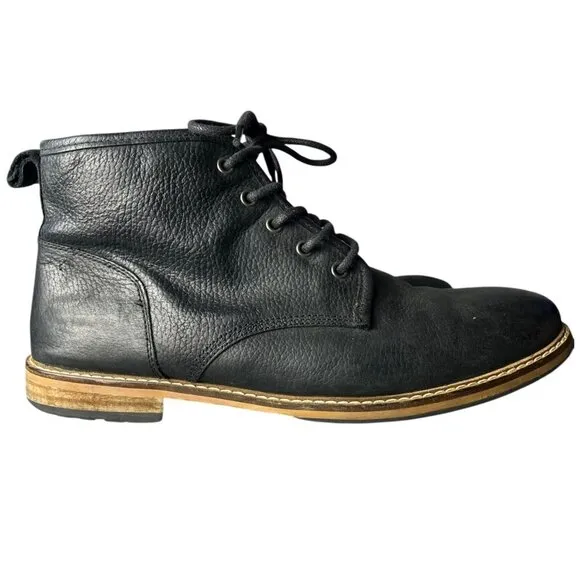 Crevo Men's 12 Size Zip Chukka Bootie Boots Black Leather Casual Work Shoe