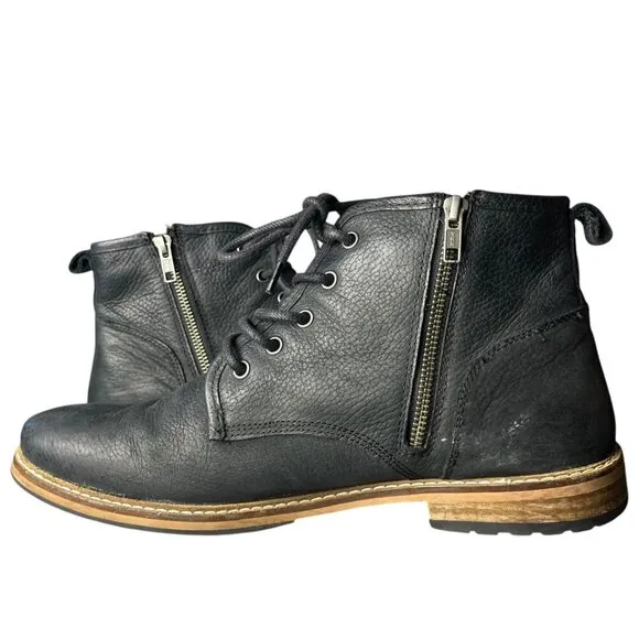 Crevo Men's 12 Size Zip Chukka Bootie Boots Black Leather Casual Work Shoe