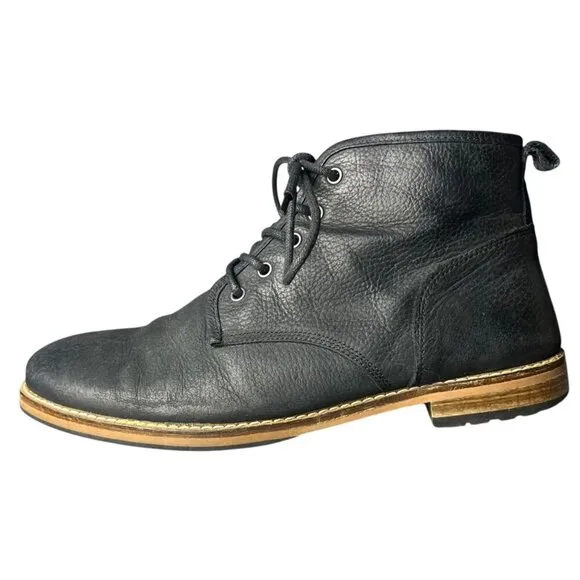 Crevo Men's 12 Size Zip Chukka Bootie Boots Black Leather Casual Work Shoe
