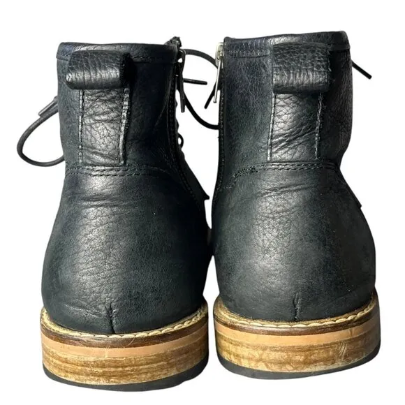 Crevo Men's 12 Size Zip Chukka Bootie Boots Black Leather Casual Work Shoe