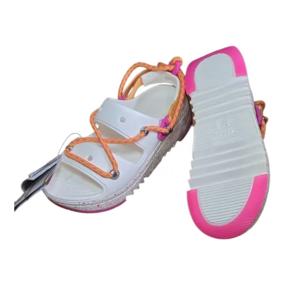 Crocs Hiker Xscape Festival Platform Sandals White Pink Women's Sz 10 Men 8 New