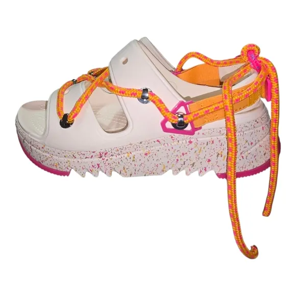 Crocs Hiker Xscape Festival Platform Sandals White Pink Women's Sz 10 Men 8 New