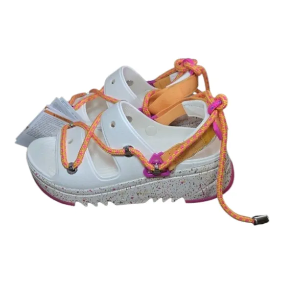 Crocs Hiker Xscape Festival Platform Sandals White Pink Women's Sz 10 Men 8 New
