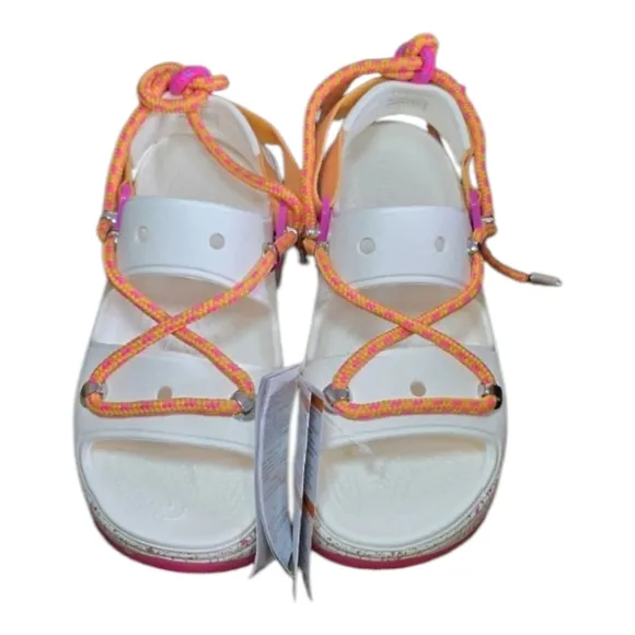 Crocs Hiker Xscape Festival Platform Sandals White Pink Women's Sz 10 Men 8 New