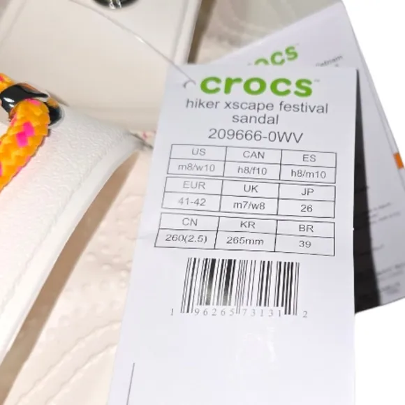 Crocs Hiker Xscape Festival Platform Sandals White Pink Women's Sz 10 Men 8 New