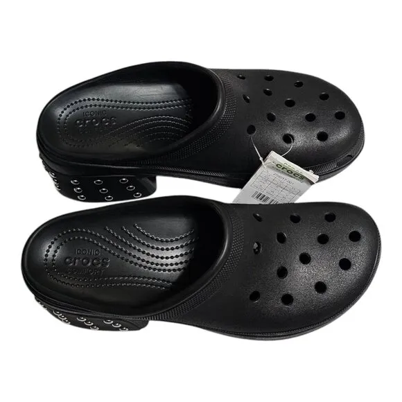 Crocs Siren Studded Clog Black US Men's 12 High Heel Wedge - Never Worn 209017