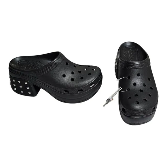 Crocs Siren Studded Clog Black US Men's 12 High Heel Wedge - Never Worn 209017