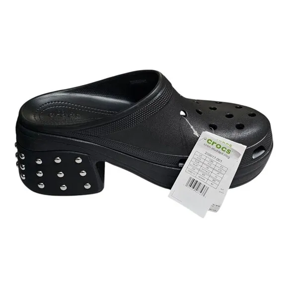 Crocs Siren Studded Clog Black US Men's 12 High Heel Wedge - Never Worn 209017