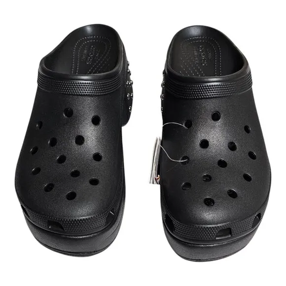 Crocs Siren Studded Clog Black US Men's 12 High Heel Wedge - Never Worn 209017
