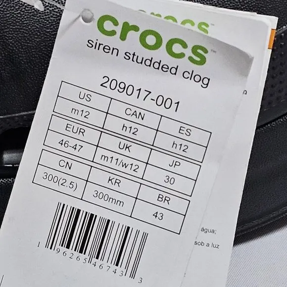 Crocs Siren Studded Clog Black US Men's 12 High Heel Wedge - Never Worn 209017