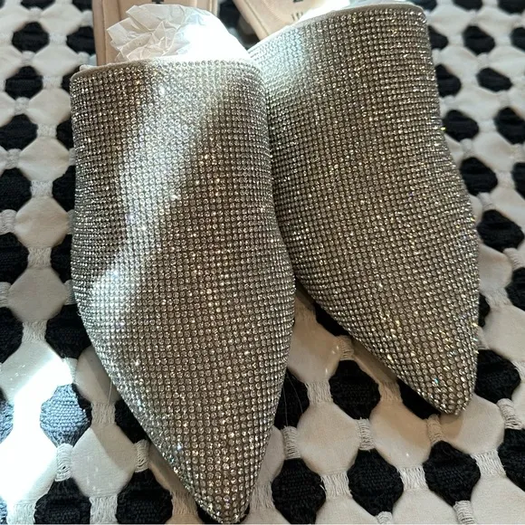 Crystal kitten mule heel
