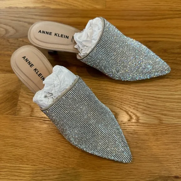 Crystal kitten mule heel