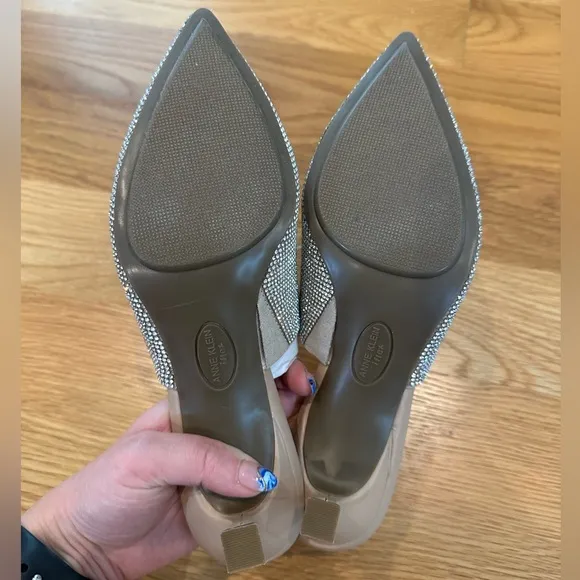 Crystal kitten mule heel
