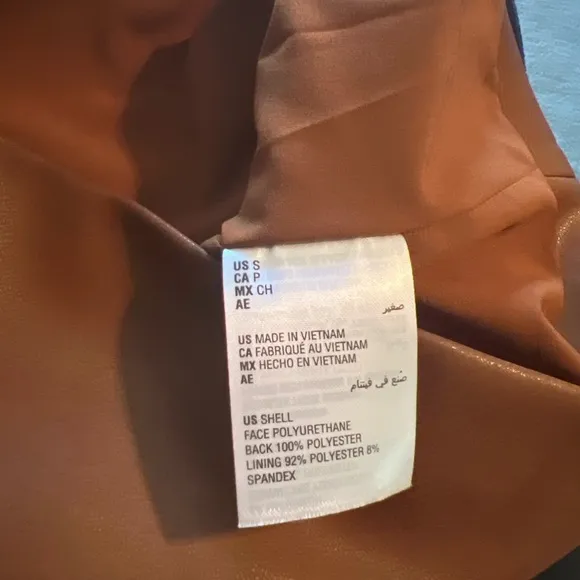 Culpos x INC Faux Leather‎ Blazer – Brown Double-Breasted Jacket (Size S)