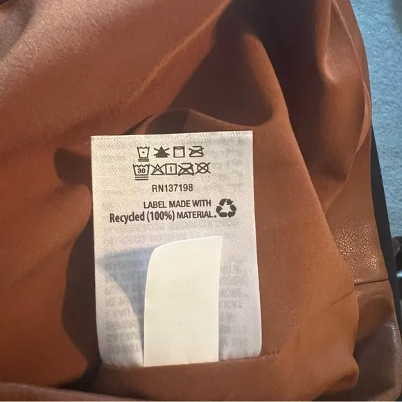 Culpos x INC Faux Leather‎ Blazer – Brown Double-Breasted Jacket (Size S)