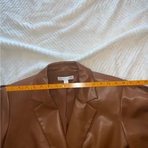 Culpos x INC Faux Leather‎ Blazer – Brown Double-Breasted Jacket (Size S)