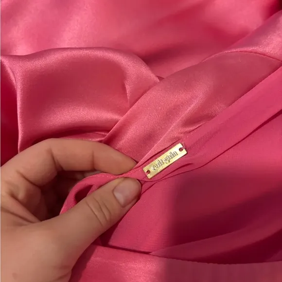 Cult Gaia pink silk dress, sleeveless formal/semi formal with shawl wrap detail