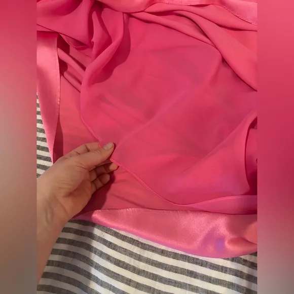 Cult Gaia pink silk dress, sleeveless formal/semi formal with shawl wrap detail