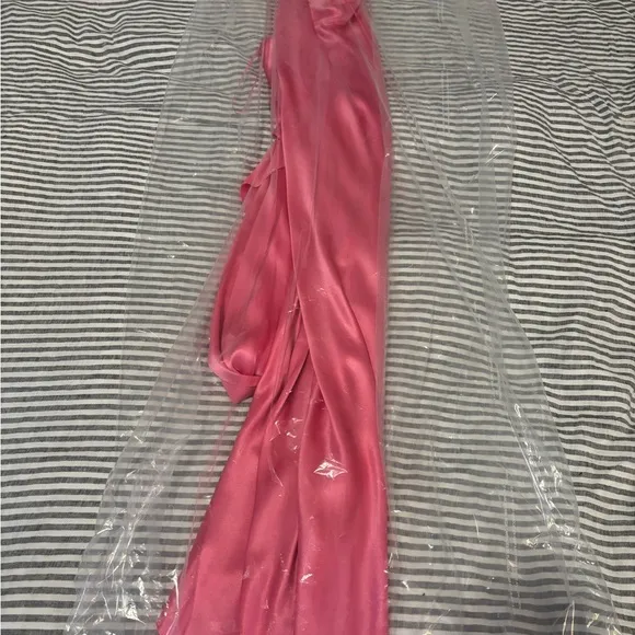 Cult Gaia pink silk dress, sleeveless formal/semi formal with shawl wrap detail