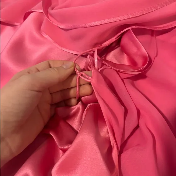 Cult Gaia pink silk dress, sleeveless formal/semi formal with shawl wrap detail