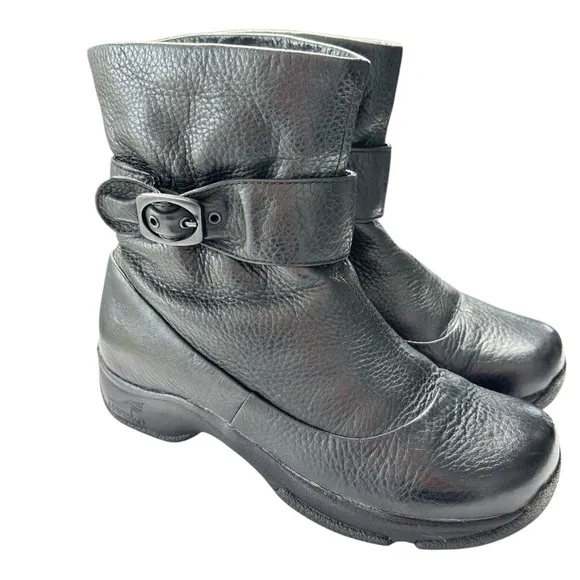 Dansko Bibi Moto Winter Ankle Boots Womens Black Leather Buckle EU 37 US 6.5 / 7