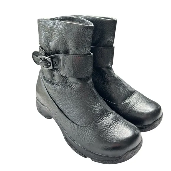 Dansko Bibi Moto Winter Ankle Boots Womens Black Leather Buckle EU 37 US 6.5 / 7