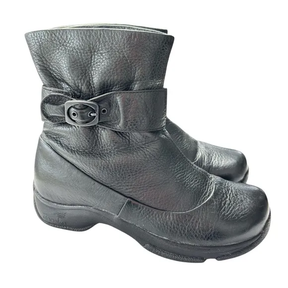 Dansko Bibi Moto Winter Ankle Boots Womens Black Leather Buckle EU 37 US 6.5 / 7