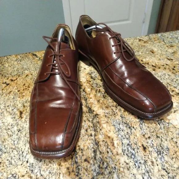 David Eden Brown Square Toe Lace Up Leather Derby Dress Shoes Men's Size 13