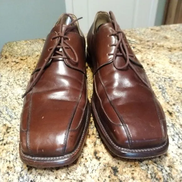 David Eden Brown Square Toe Lace Up Leather Derby Dress Shoes Men's Size 13