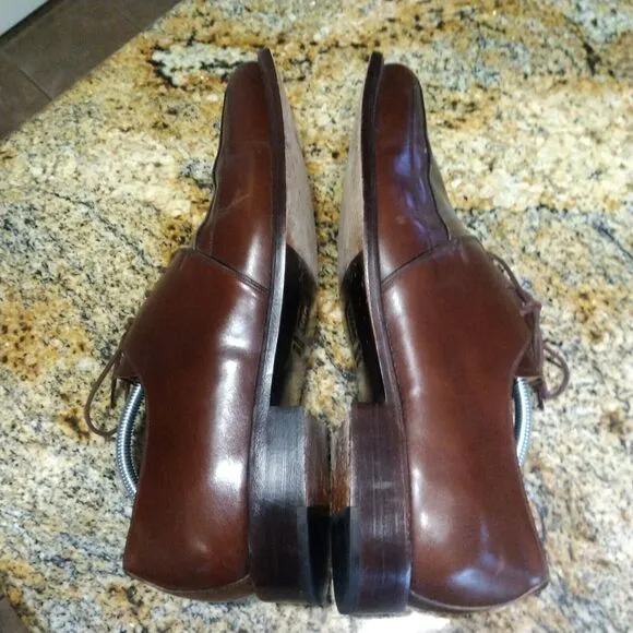 David Eden Brown Square Toe Lace Up Leather Derby Dress Shoes Men's Size 13