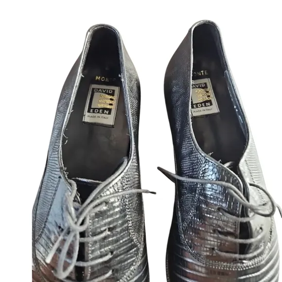 David Eden Genuine Lizard  Black Men's Shoes Size 11.5