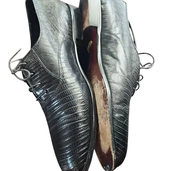 David Eden Genuine Lizard  Black Men's Shoes Size 11.5