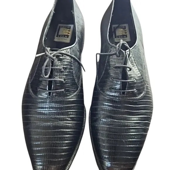 David Eden Genuine Lizard  Black Men's Shoes Size 11.5