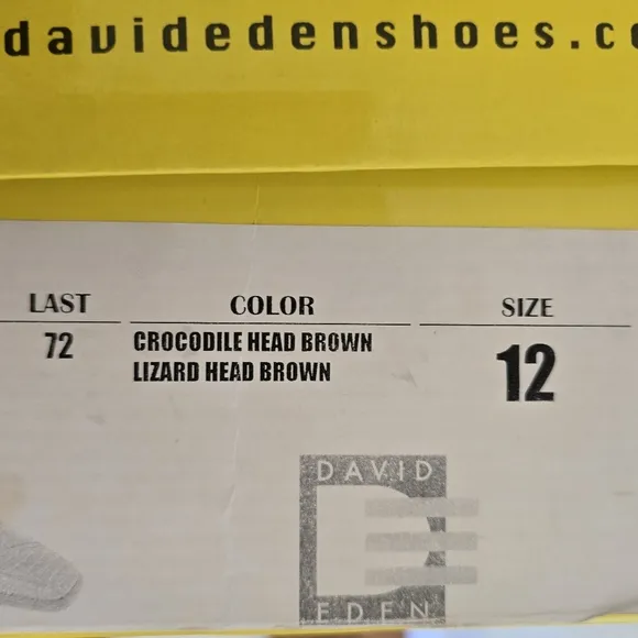 David Eden Luxurious Crocodile Head &amp; Lizard Head Brown Leather Men's Shoes