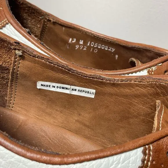David Spencer Saddle Oxford Shoes 13M Brown White Leather Made in DR
