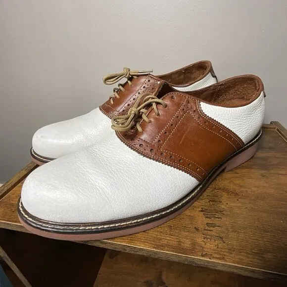 David Spencer Saddle Oxford Shoes 13M Brown White Leather Made in DR