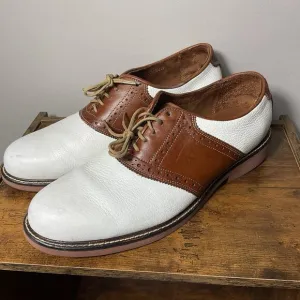 David Spencer Saddle Oxford Shoes 13M Brown White Leather Made in DR