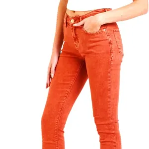 Dear John Denim Orange Skinny Jeans – Size 25, Orange distressed hem 5 pocket