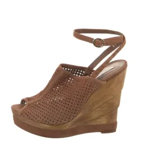 Diane Von Furstenberg  DVF Brown Suede Wedge Sandals