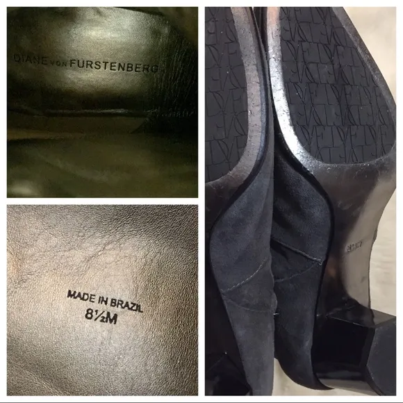 Diane Von Furstenburg Suede Knee High Boots Gray