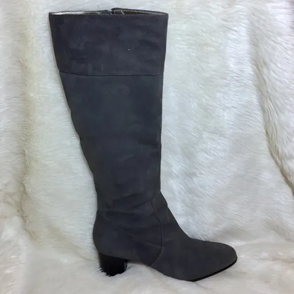 Diane Von Furstenburg Suede Knee High Boots Gray
