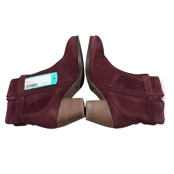Diba Sleek Bootie 6.5 Red Burgundy Leather Boot Fall Winter autumn
