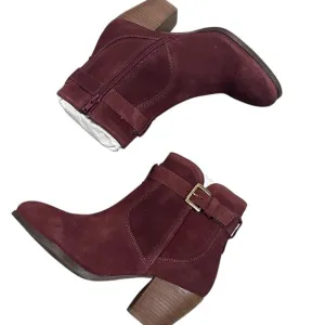 Diba Sleek Bootie 6.5 Red Burgundy Leather Boot Fall Winter autumn