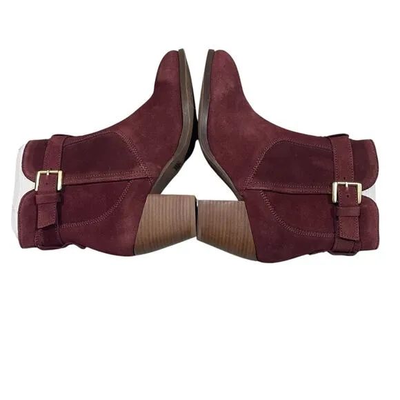 Diba Sleek Bootie 6.5 Red Burgundy Leather Boot Fall Winter autumn